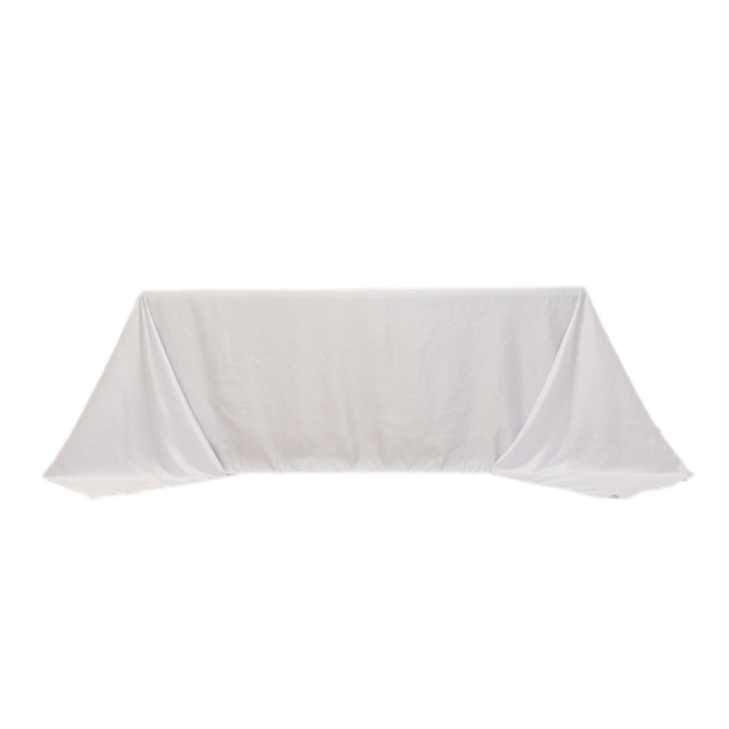 90" x 132" Lamour Satin Rectangular Tablecloth TAB_LAMR_90132_WHT