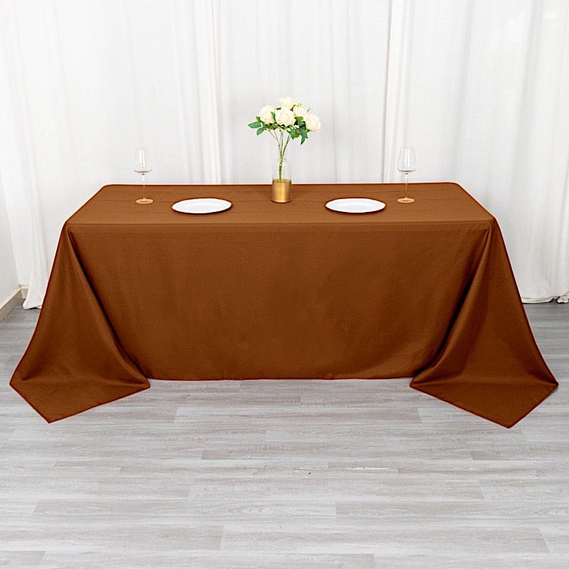 90" x 132" Polyester Rectangular Tablecloth TAB_90132_BRN_POLY