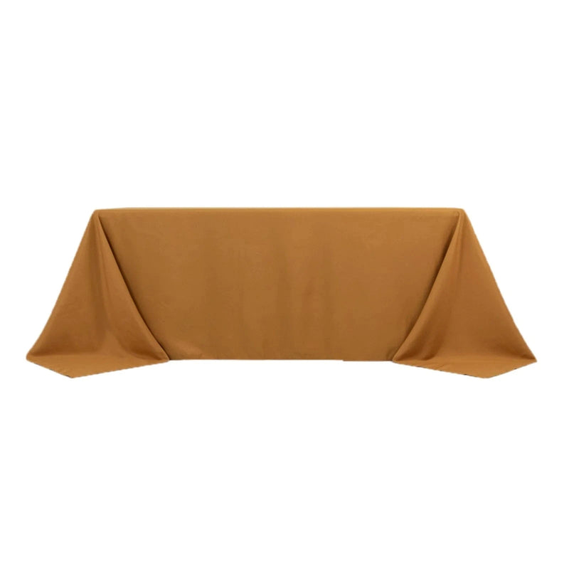 90" x 132" Premium Polyester Rectangular Tablecloth TAB_90132_GOLD_PRM