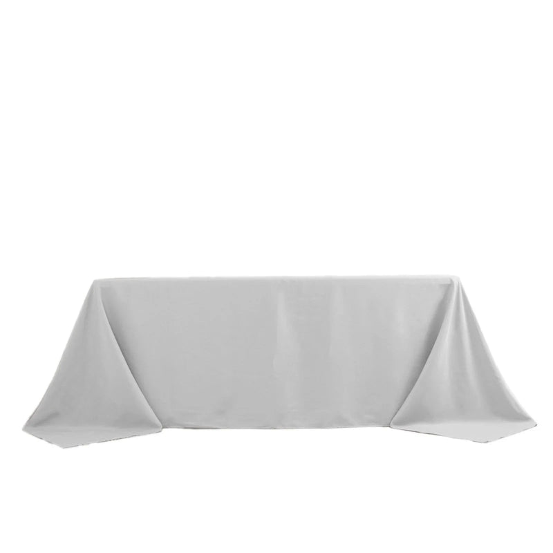 90" x 132" Premium Polyester Rectangular Tablecloth TAB_90132_SILV_PRM