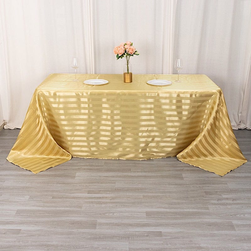90" x 132" Satin Stripe Seamless Rectangular Tablecloth