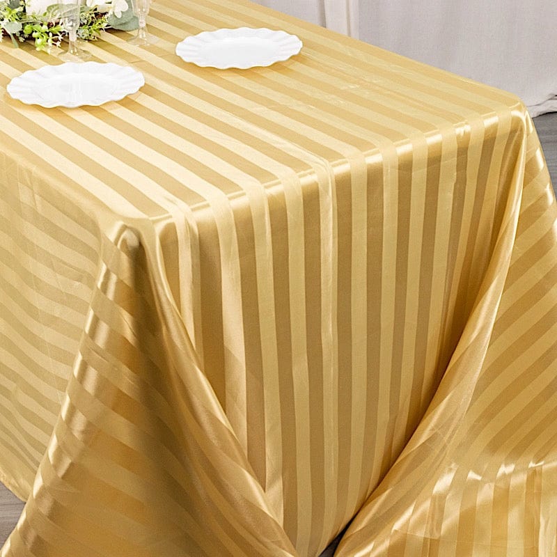 90" x 132" Satin Stripe Seamless Rectangular Tablecloth
