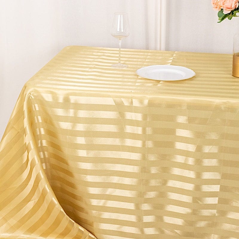90" x 132" Satin Stripe Seamless Rectangular Tablecloth