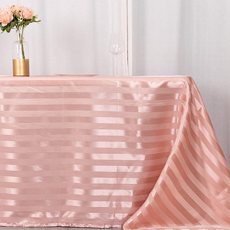 90" x 132" Satin Stripe Seamless Rectangular Tablecloth
