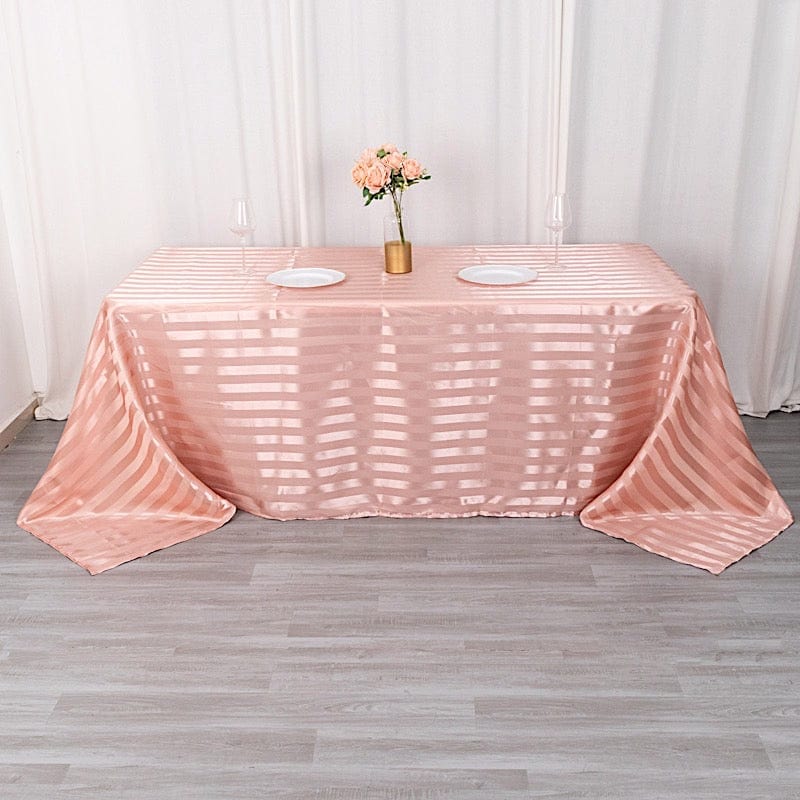 90" x 132" Satin Stripe Seamless Rectangular Tablecloth