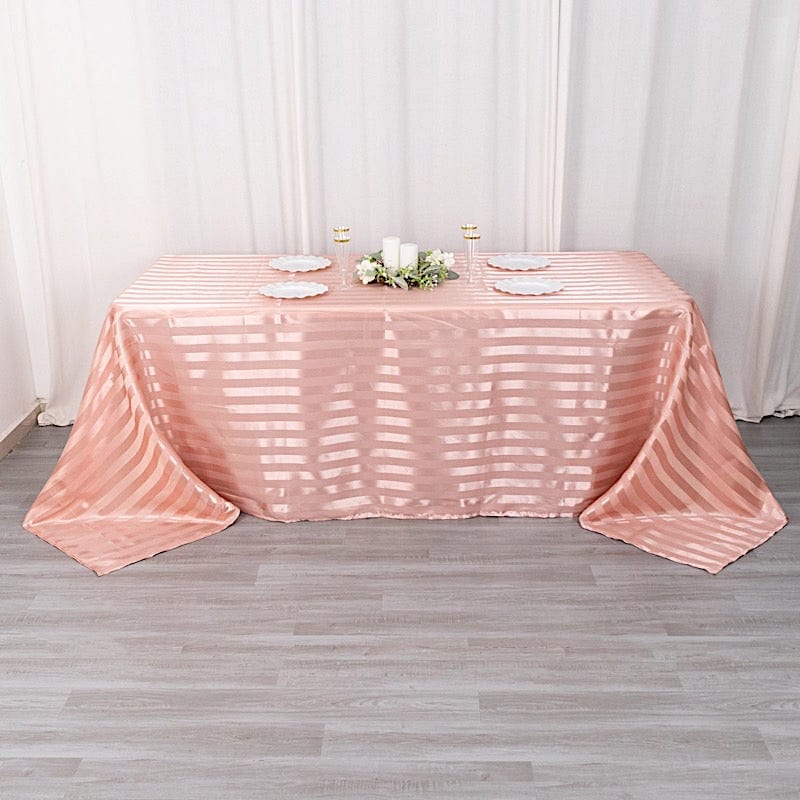 90" x 132" Satin Stripe Seamless Rectangular Tablecloth