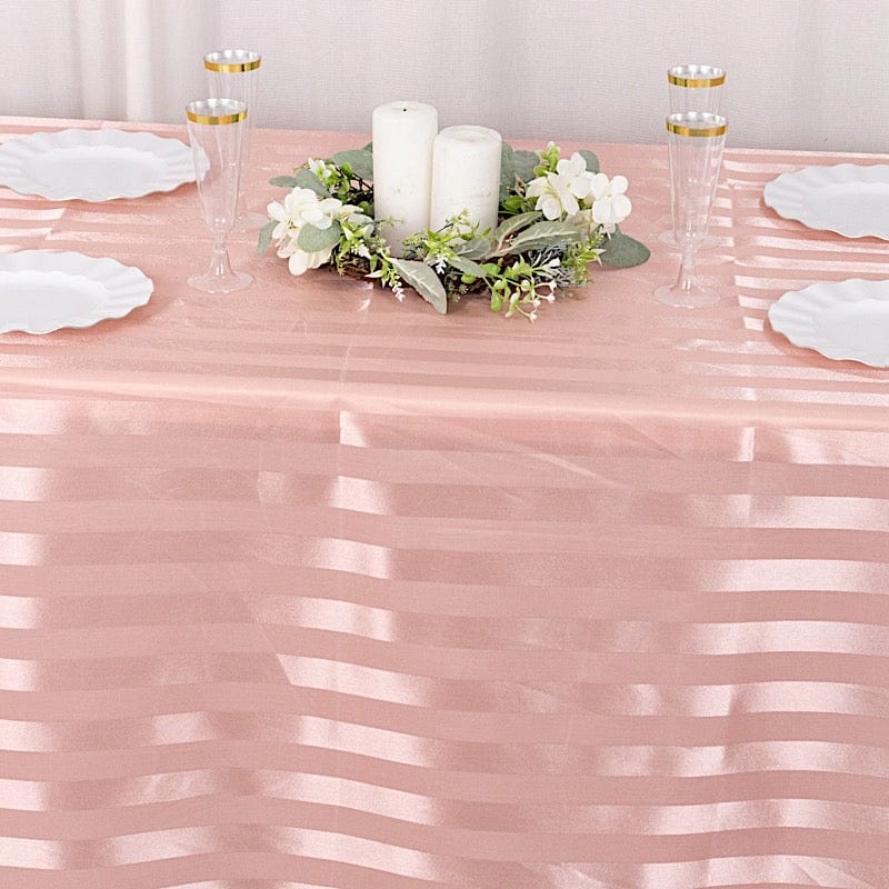 90" x 132" Satin Stripe Seamless Rectangular Tablecloth