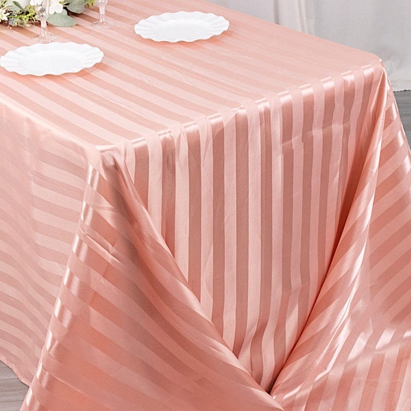 90" x 132" Satin Stripe Seamless Rectangular Tablecloth