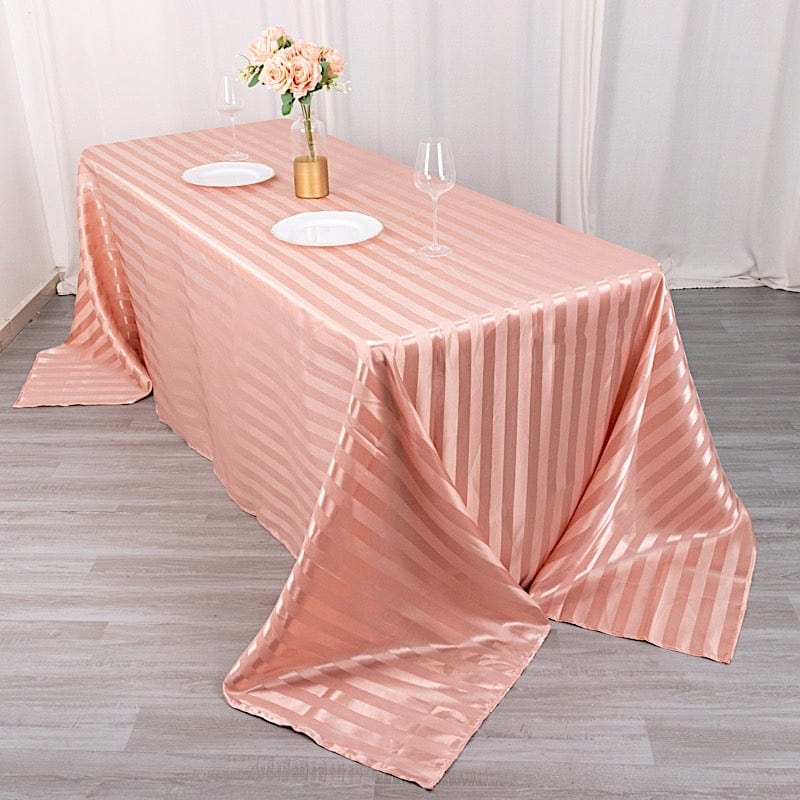 90" x 132" Satin Stripe Seamless Rectangular Tablecloth