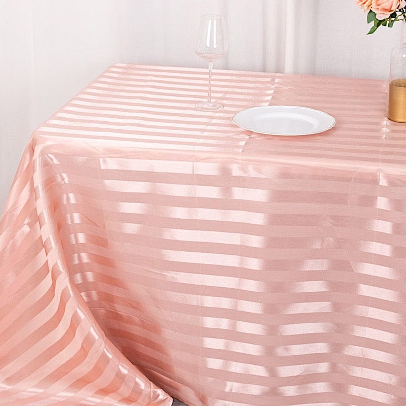 90" x 132" Satin Stripe Seamless Rectangular Tablecloth