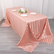 90" x 132" Satin Stripe Seamless Rectangular Tablecloth