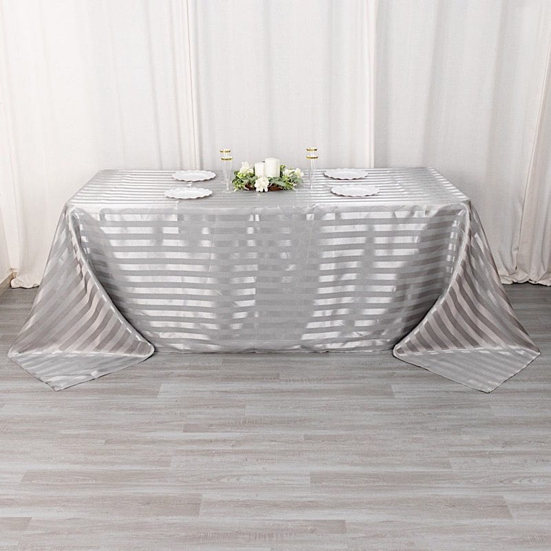 90" x 132" Satin Stripe Seamless Rectangular Tablecloth