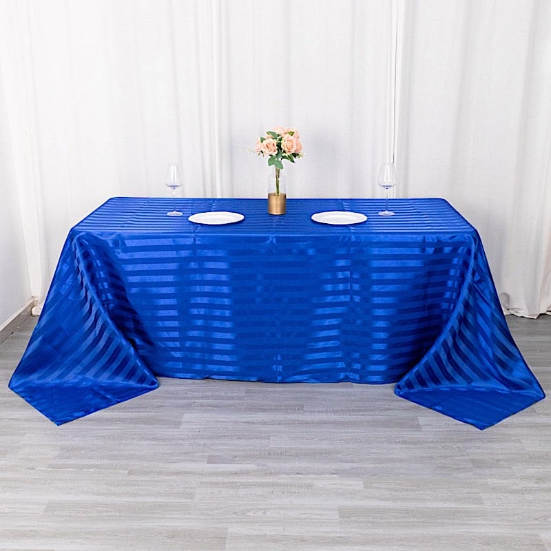 90" x 132" Satin Stripe Seamless Rectangular Tablecloth