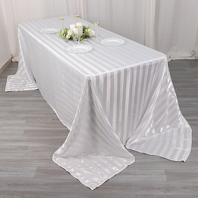 90" x 132" Satin Stripe Seamless Rectangular Tablecloth