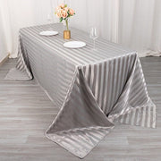 90" x 132" Satin Stripe Seamless Rectangular Tablecloth