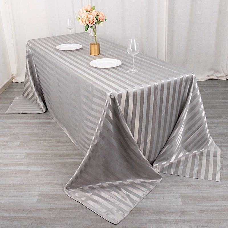 90" x 132" Satin Stripe Seamless Rectangular Tablecloth