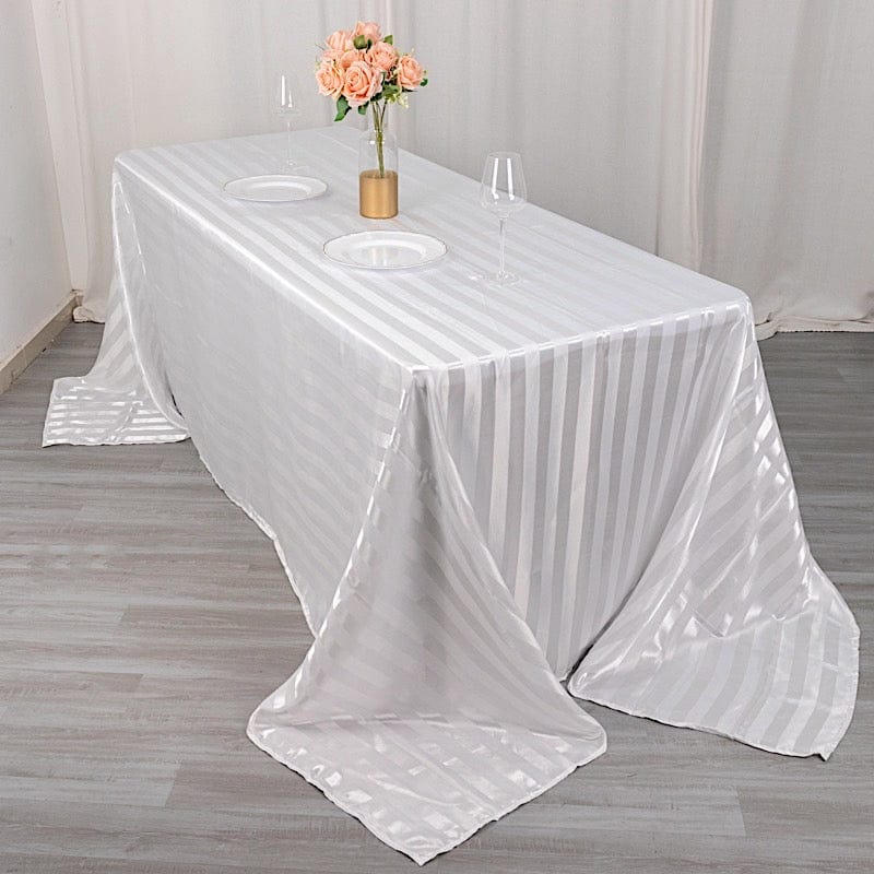 90" x 132" Satin Stripe Seamless Rectangular Tablecloth