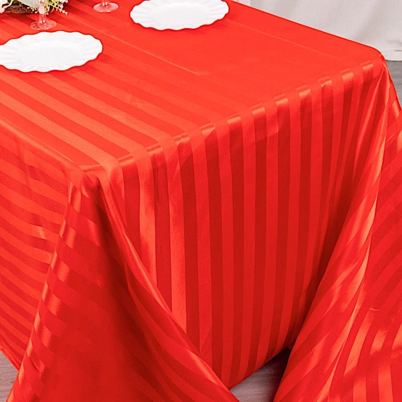 90" x 132" Satin Stripe Seamless Rectangular Tablecloth