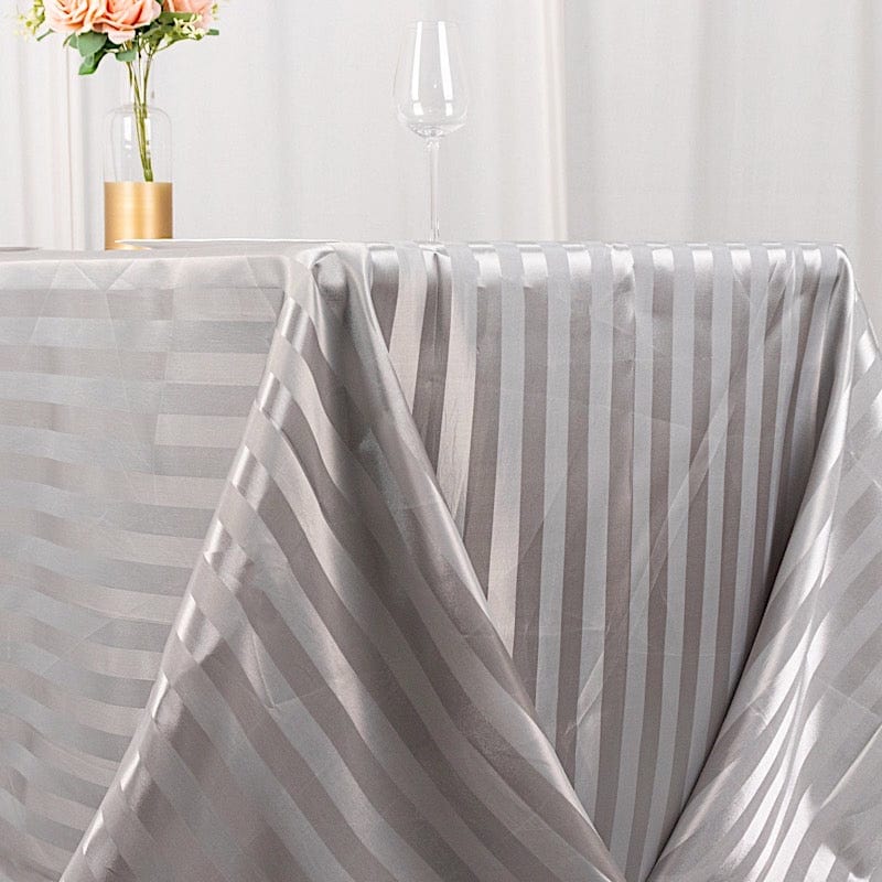 90" x 132" Satin Stripe Seamless Rectangular Tablecloth