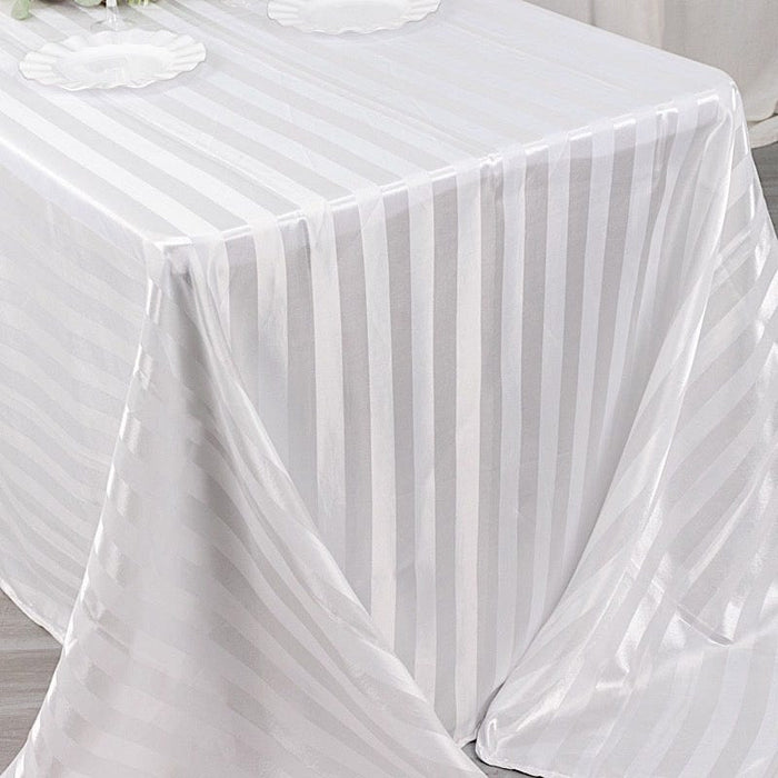 90" x 132" Satin Stripe Seamless Rectangular Tablecloth