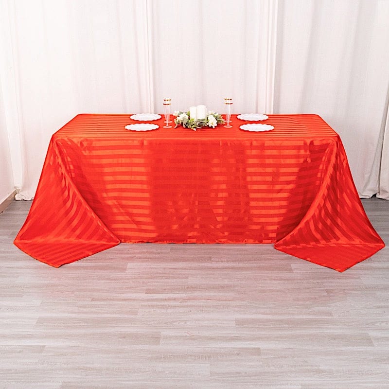 90" x 132" Satin Stripe Seamless Rectangular Tablecloth