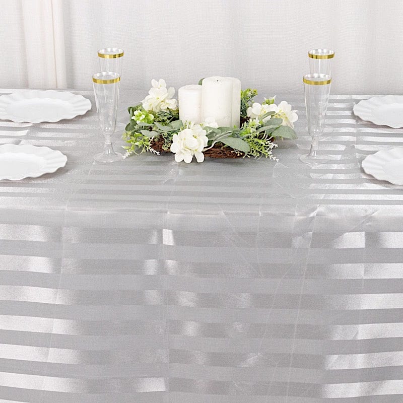 90" x 132" Satin Stripe Seamless Rectangular Tablecloth