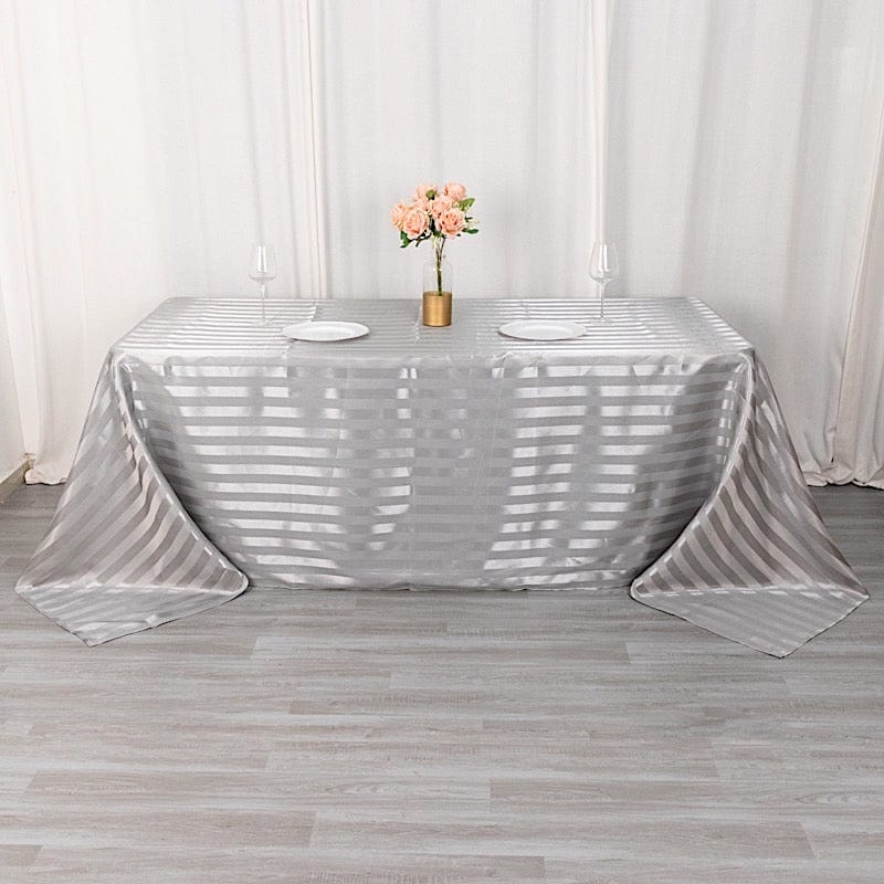 90" x 132" Satin Stripe Seamless Rectangular Tablecloth