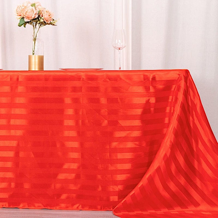 90" x 132" Satin Stripe Seamless Rectangular Tablecloth