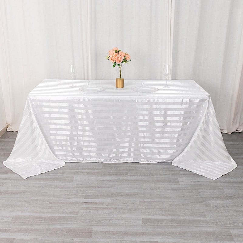 90" x 132" Satin Stripe Seamless Rectangular Tablecloth
