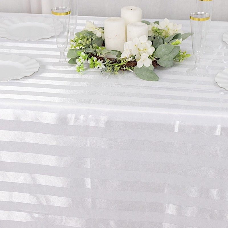 90" x 132" Satin Stripe Seamless Rectangular Tablecloth