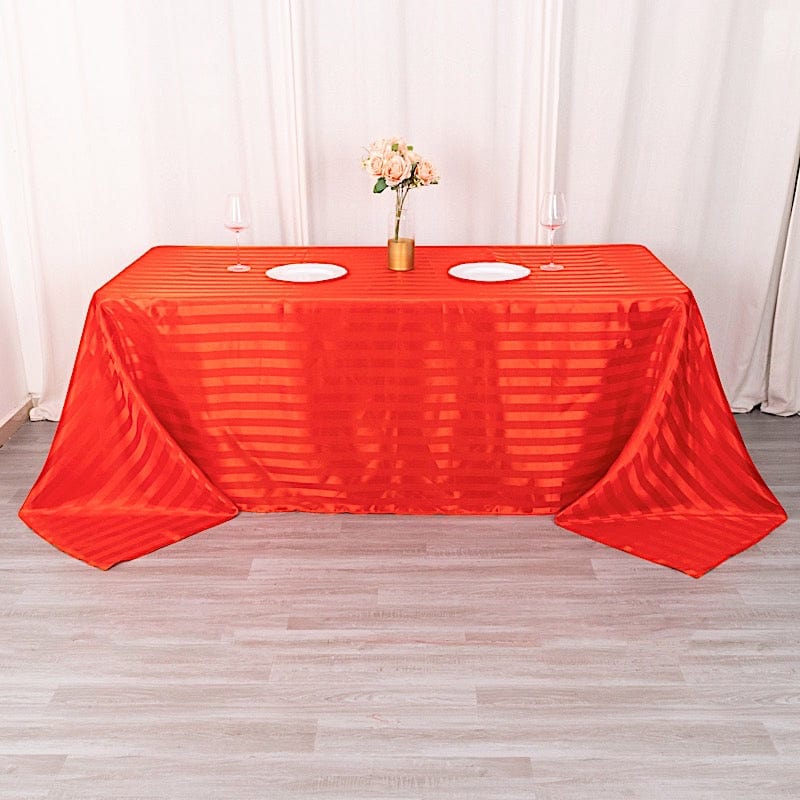 90" x 132" Satin Stripe Seamless Rectangular Tablecloth