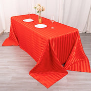 90" x 132" Satin Stripe Seamless Rectangular Tablecloth