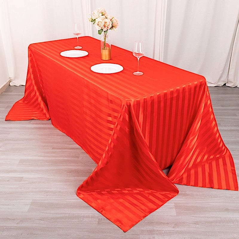 90" x 132" Satin Stripe Seamless Rectangular Tablecloth