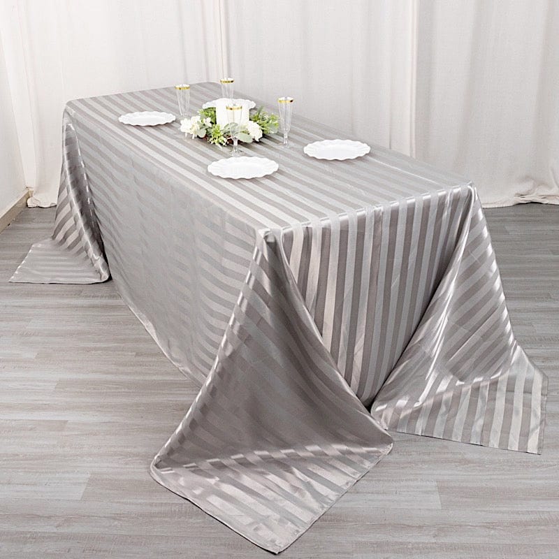 90" x 132" Satin Stripe Seamless Rectangular Tablecloth