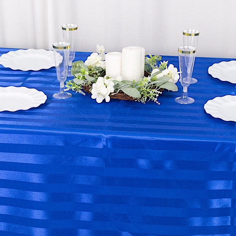 90" x 132" Satin Stripe Seamless Rectangular Tablecloth
