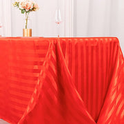 90" x 132" Satin Stripe Seamless Rectangular Tablecloth