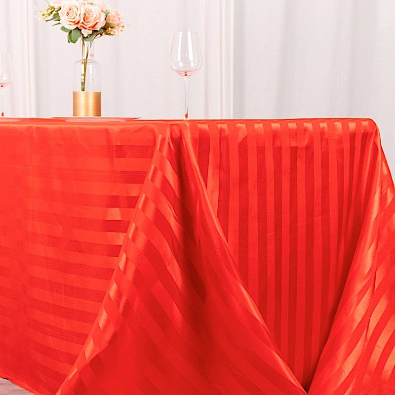 90" x 132" Satin Stripe Seamless Rectangular Tablecloth