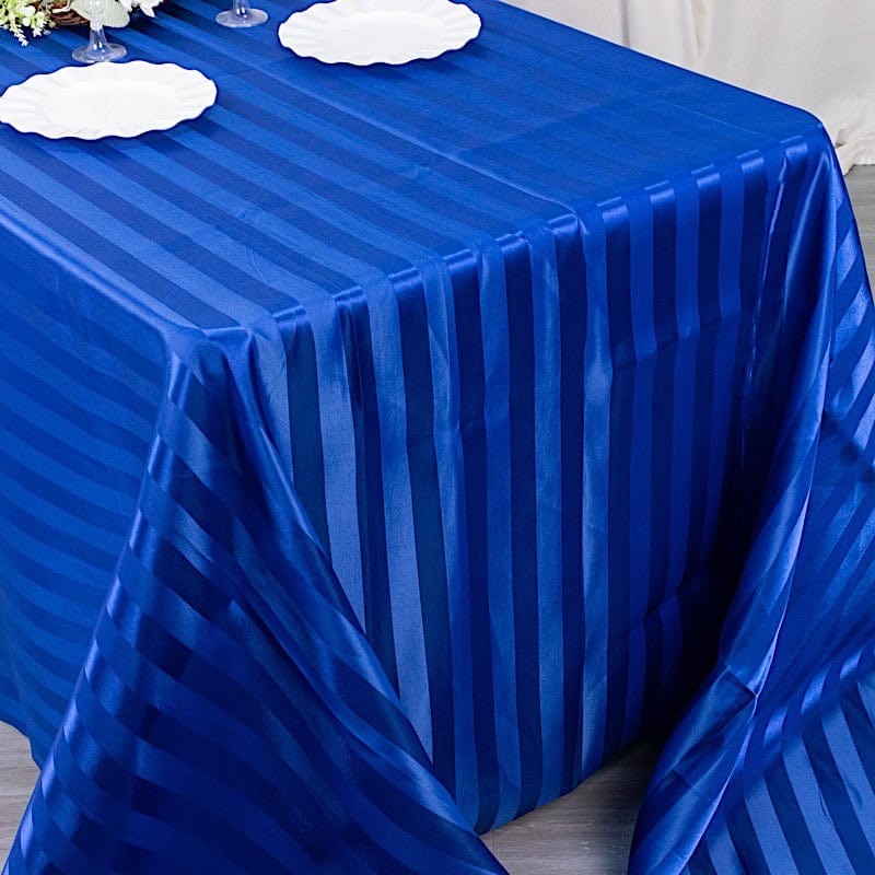 90" x 132" Satin Stripe Seamless Rectangular Tablecloth