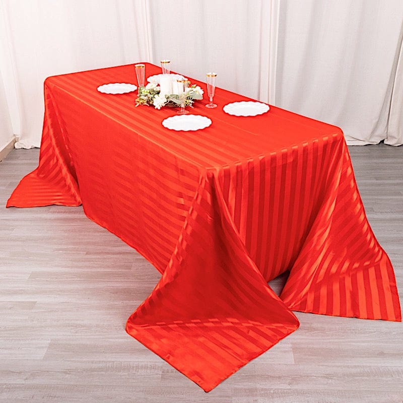 90" x 132" Satin Stripe Seamless Rectangular Tablecloth