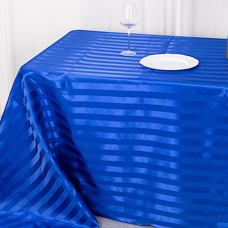 90" x 132" Satin Stripe Seamless Rectangular Tablecloth