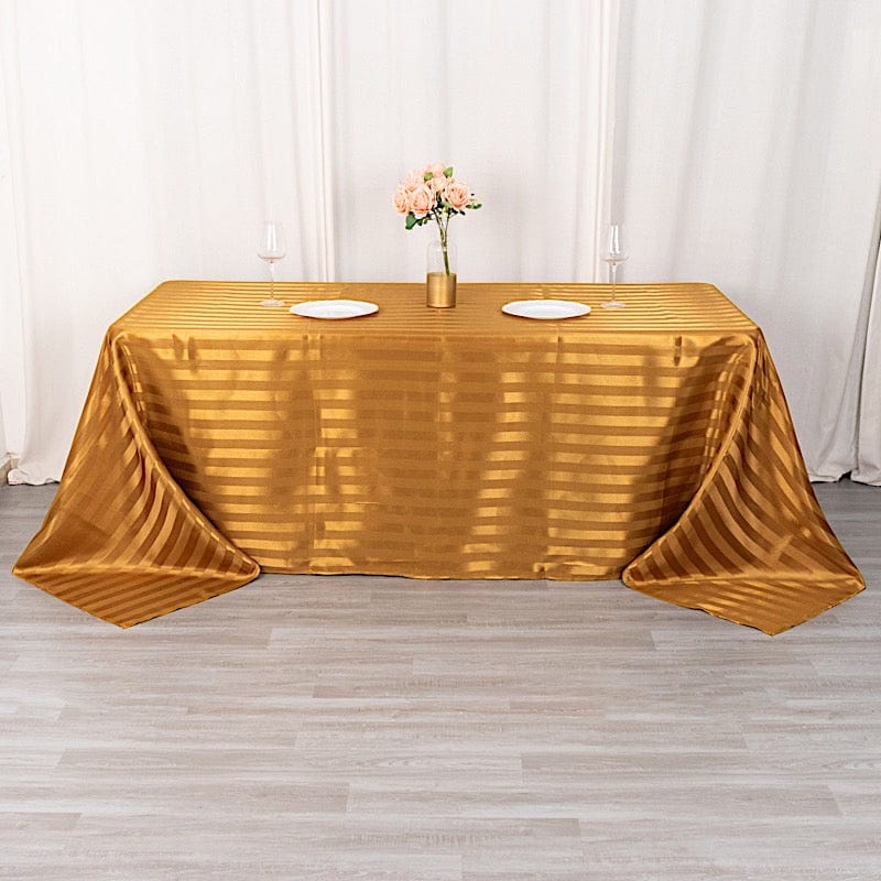 90" x 132" Satin Stripe Seamless Rectangular Tablecloth