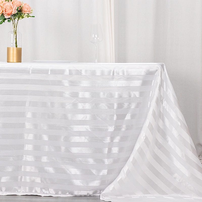 90" x 132" Satin Stripe Seamless Rectangular Tablecloth