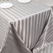 90" x 132" Satin Stripe Seamless Rectangular Tablecloth