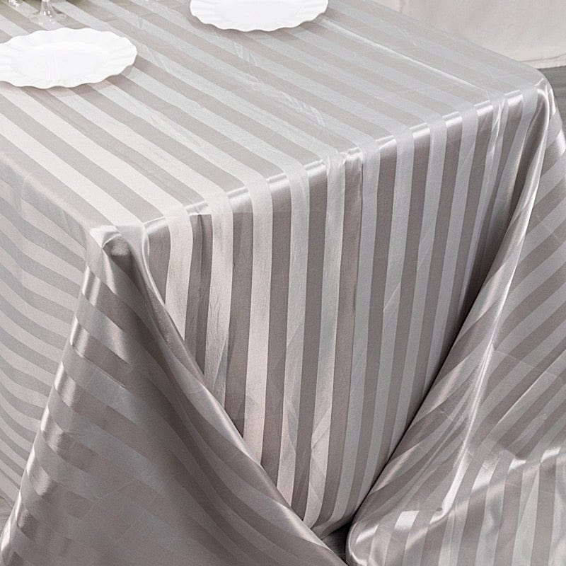 90" x 132" Satin Stripe Seamless Rectangular Tablecloth