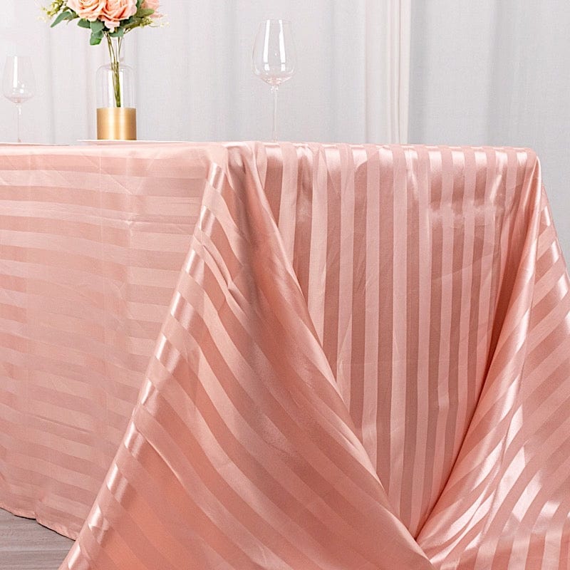 90" x 132" Satin Stripe Seamless Rectangular Tablecloth