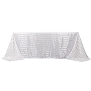 90" x 132" Satin Stripe Seamless Rectangular Tablecloth TAB_STN02_90132_WHT
