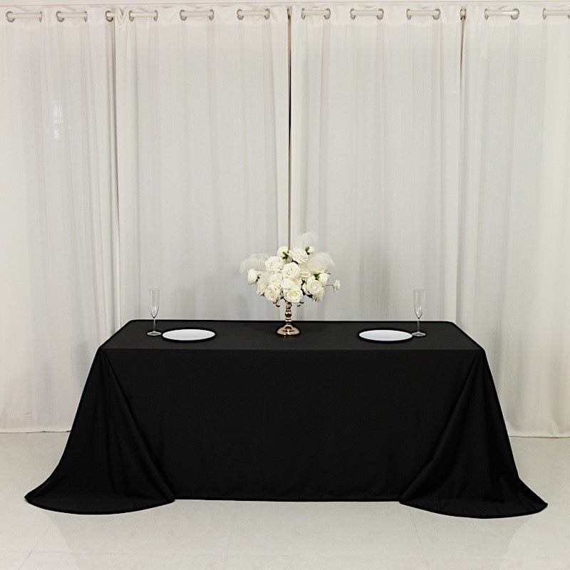 90" x 132" Scuba Polyester Rectangular Tablecloth with Rounded Corners