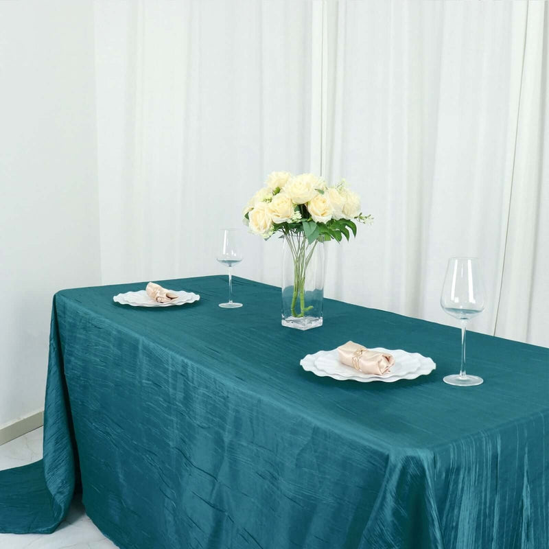 90" x 156" Accordion Metallic Crinkled Taffeta Rectangular Tablecloth
