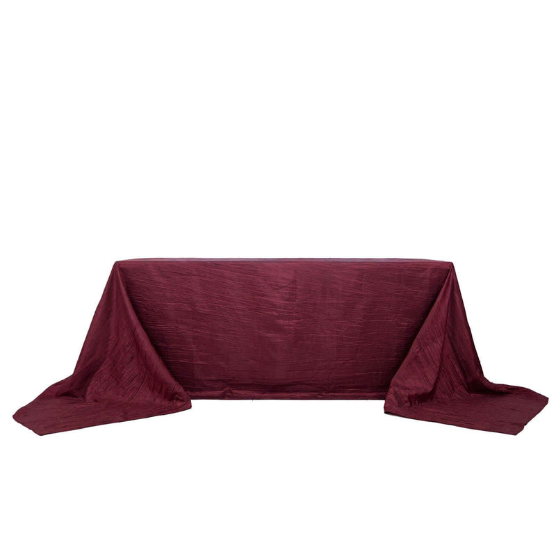90" x 156" Accordion Metallic Crinkled Taffeta Rectangular Tablecloth TAB_ACRNK_90156_BURG