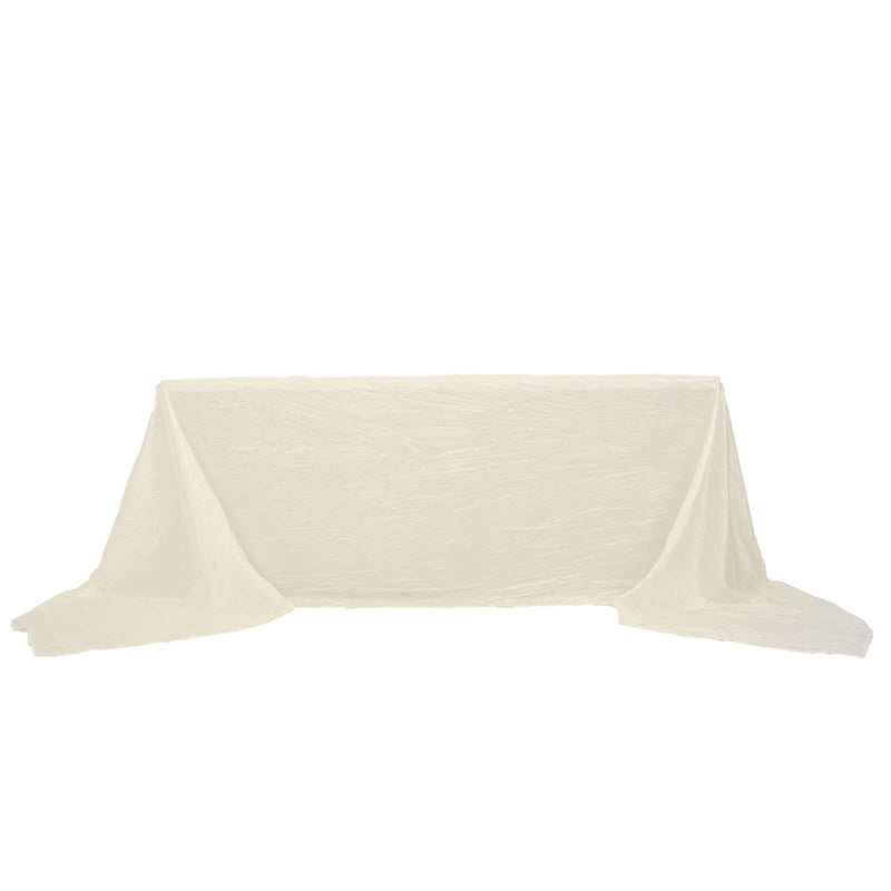 90" x 156" Accordion Metallic Crinkled Taffeta Rectangular Tablecloth TAB_ACRNK_90156_IVR